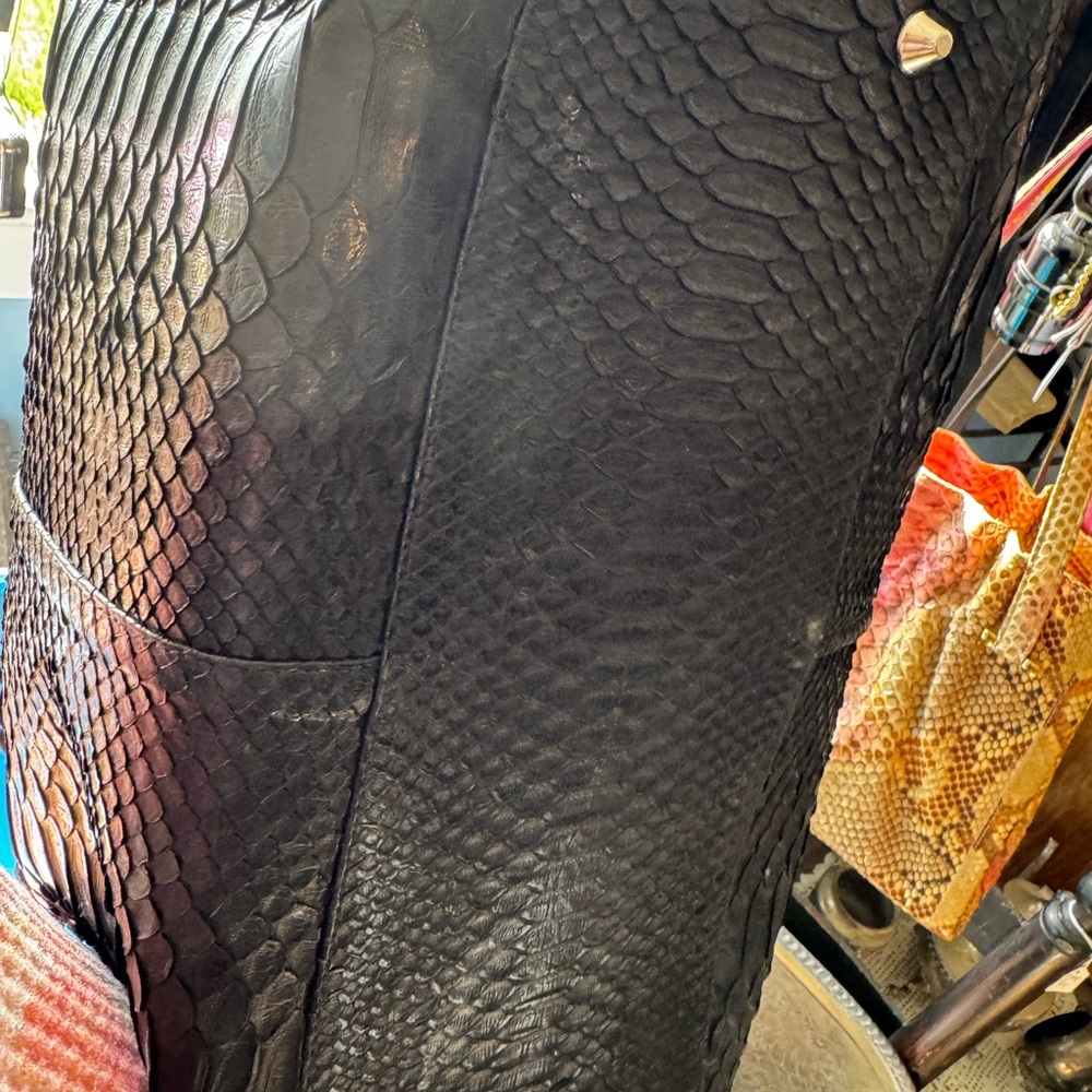 COPY - Black Genuine Python Leather Tote Travel B… - image 6